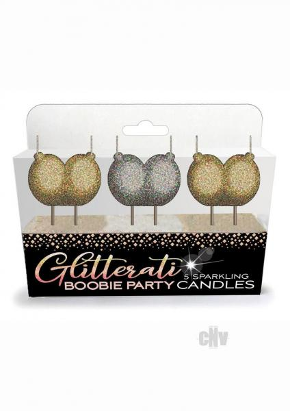 Glitterati Boobie Candles 4pc set with golden and silver glitter for party celebrations