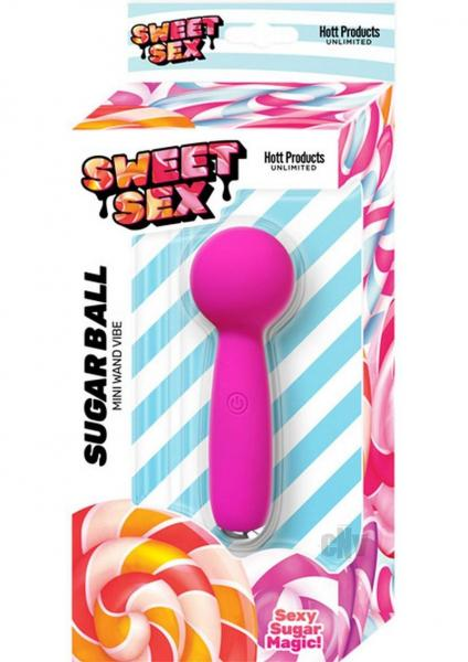 Sweetest Sex Sugar Ball mini silicone vibrating wand with flexible tip and 10 frequency modes in pink color