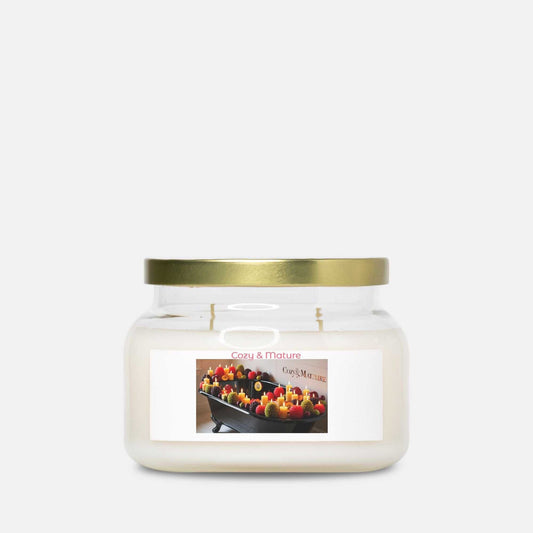 Double wick apothecary jar candle with gold lid and natural soy wax