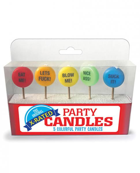 X-Rated Party Candles set of 5 colorful adult novelty candles with cheeky sayings for parties