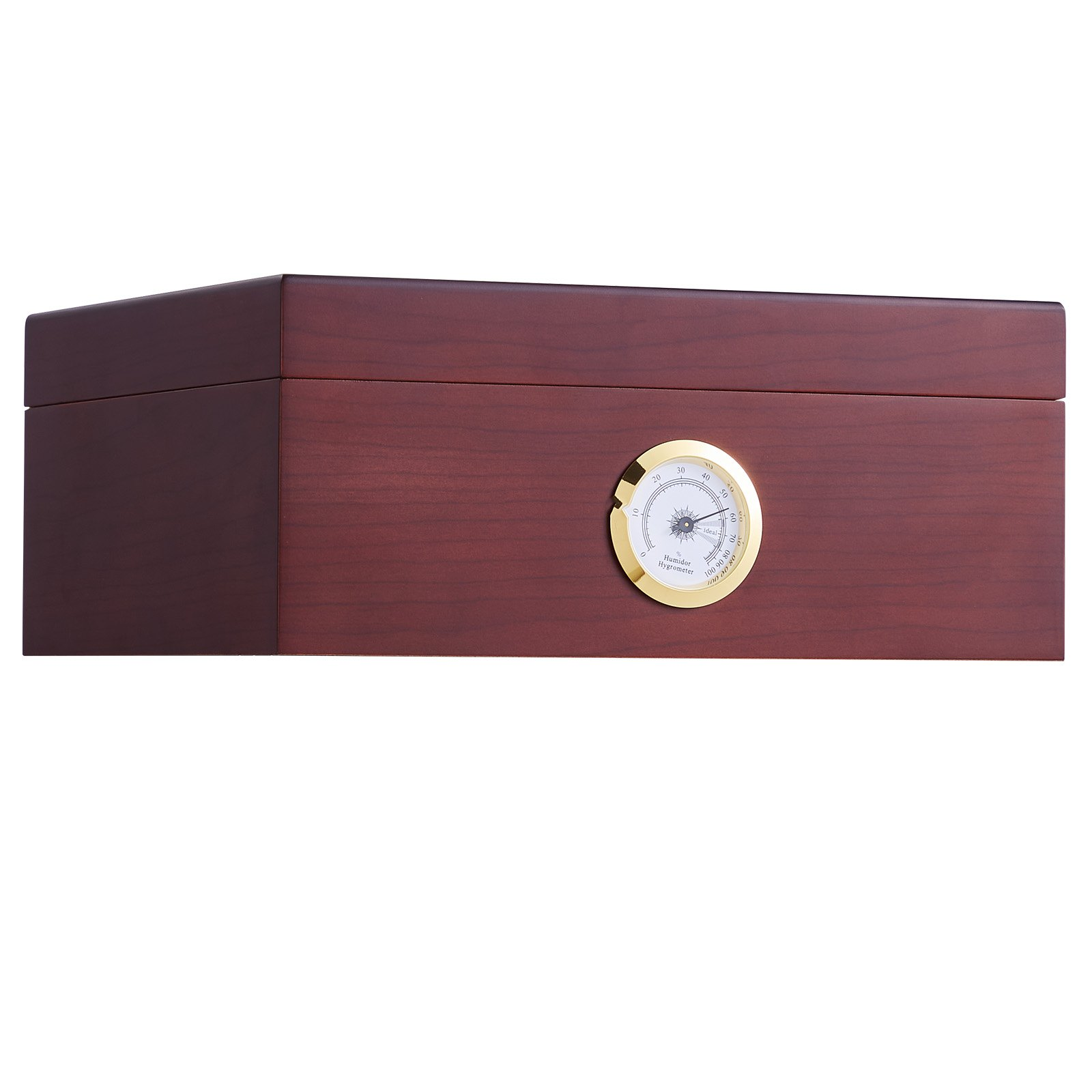 VEVOR 50 Cigars Humidor with glass top, cedar storage box, built-in humidifier and hygrometer.