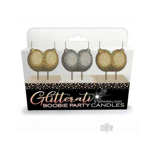 Glitterati Boobie Candles set of four glittery gold and silver boobie-shaped party candles
