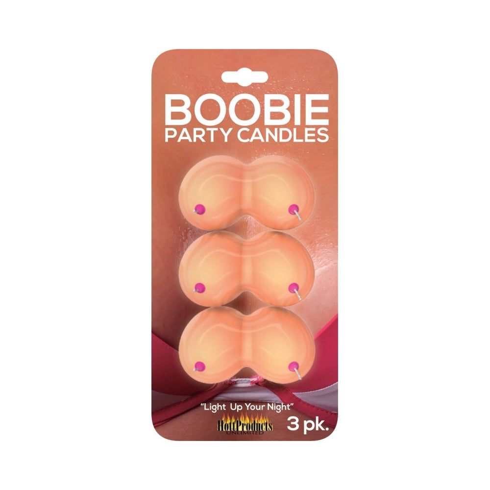 Boobie D-Cup party candles set of three adult novelty wax candles with wick