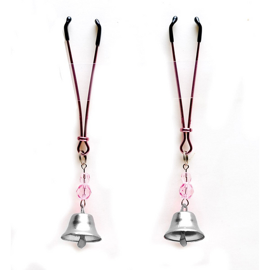 Adjustable Kitten Nips with petite silver bells and pink beads for Every Sex Kitten pleasure